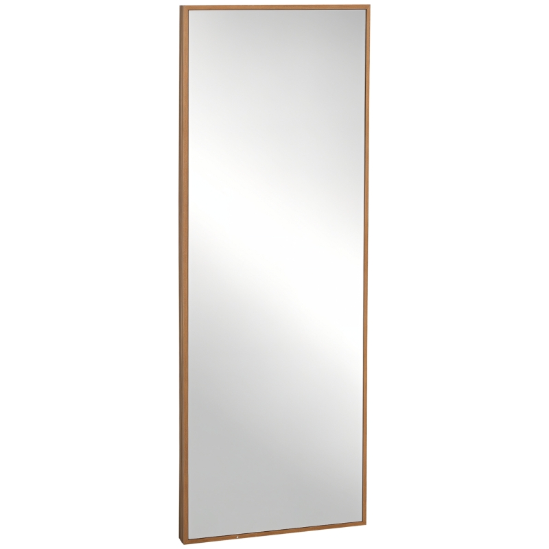 HOMCOM Oglinda cu design lung din lemn moderna, Oglinda decorativa de perete rustica, Oglinda de podea suspendata sau sprijinita, vertical sau orizontal, pentru sufragerie, dormitor, maro natural