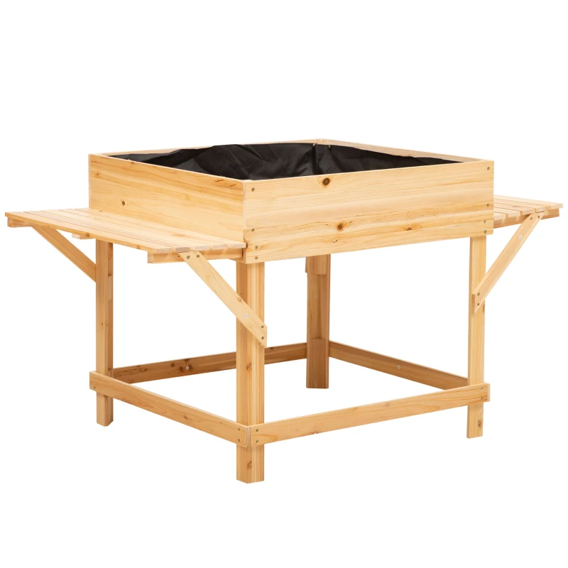 Outsunny Jardinière rectangulaire sur pieds potager surrélevé avec tablettes latérales et film tissu non-tissé 130 x 75 x 75 cm