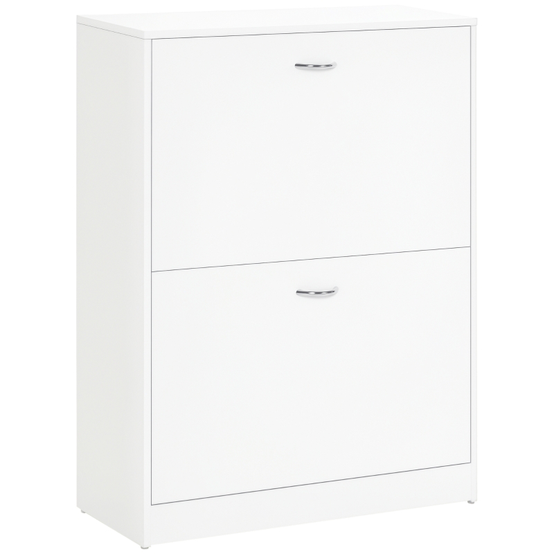 HOMCOM Armoire à Chaussures Meuble à Chaussures dim. 60L x 24l x 80H cm 2 Portes abattantes Blanc