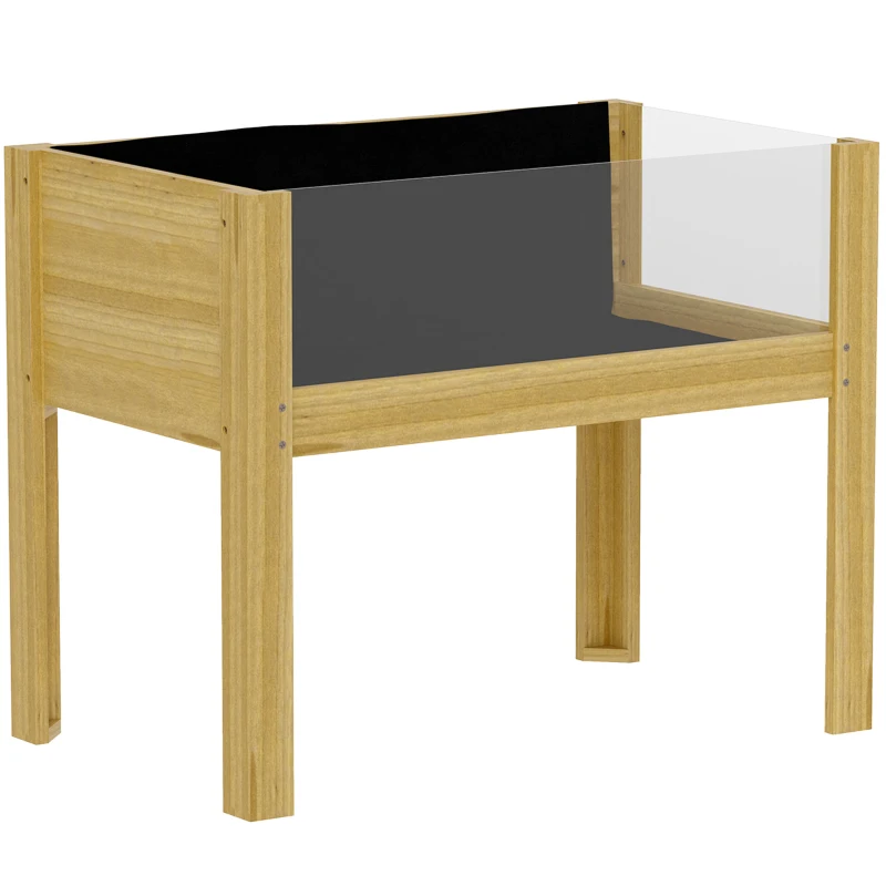 Outsunny Jardinière sur pieds, carré potager surélevé avec panneaux en acrylique et trous de drainage, 75 x 46 x 60,5 cm, naturel