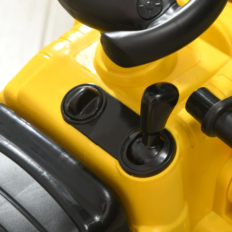 HOMCOM Escavatore per Bambini con Benna e Spazio Contenitore a Scomparsa, in PP e ABS, 80x26.5x39 cm, Giallo e Nero