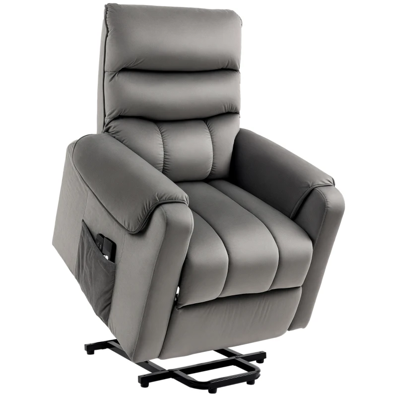 HOMCOM Poltrona Relax Reclinabile a 135°, Massaggiante e Alzapersona con Telecomando, 79x97x103cm, Grigio
