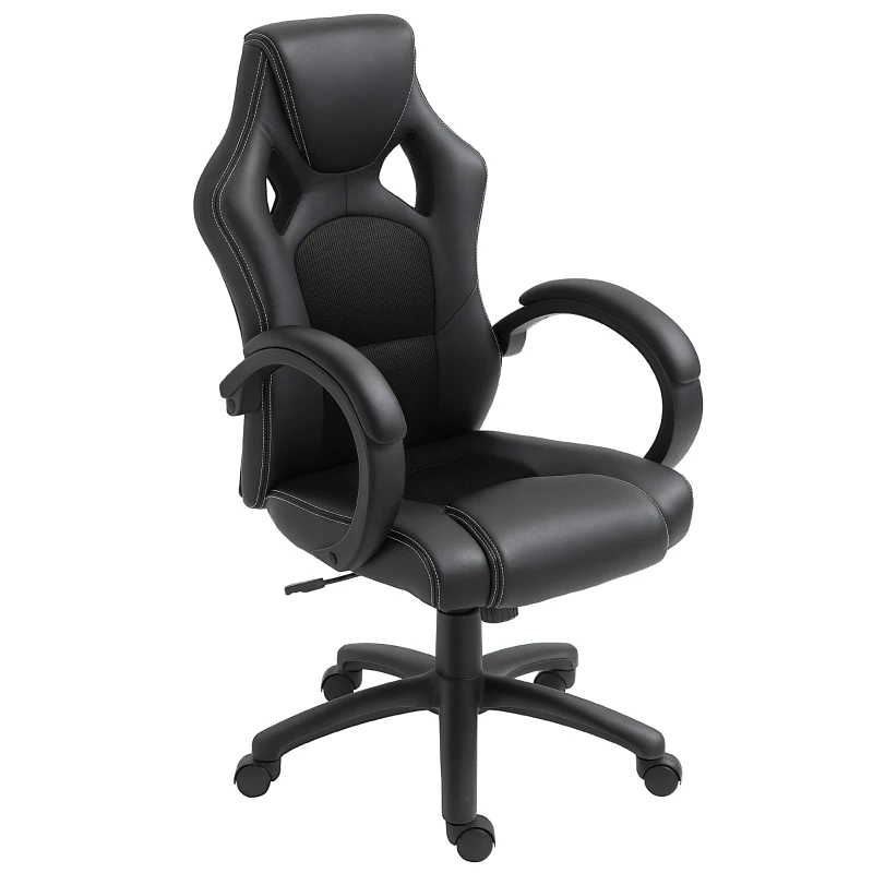 HOMCOM Chaise Bureau Luxe Pivotant Fauteuil Ordinateur Manager Noir
