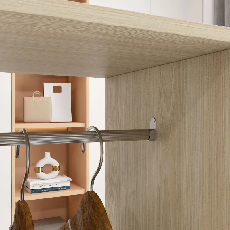 HOMCOM Armario para Ropa con Barra Estantes Abiertos Organizador para Colgar Ropa de Dormitorio 120x40x128 cm Natural