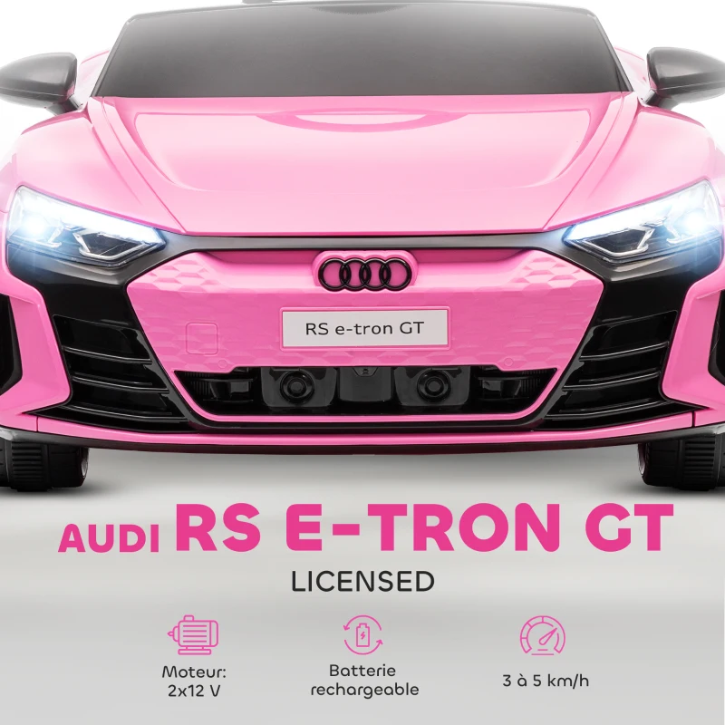 HOMCOM Voiture véhicule électrique enfant 12 V - télécommande parentale - effets sonores, lumineux - Audi RS E-tron GT rose(m-4)