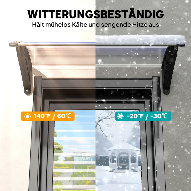 Outsunny Vordach Haustürvordach 100 x 75 cm Pultvordach Überdachung Polycarbonat Transparent