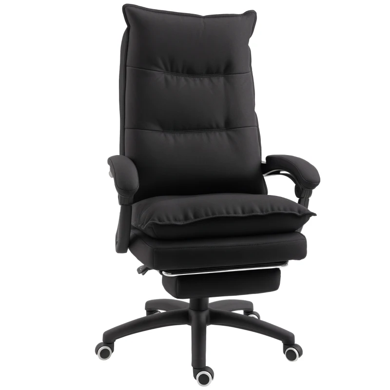 Vinsetto Sedia da Ufficio ad Altezza Regolabile con 6 Punti Massaggianti, in Tessuto Effetto Lino, 70x62x120-130 cm, Nero