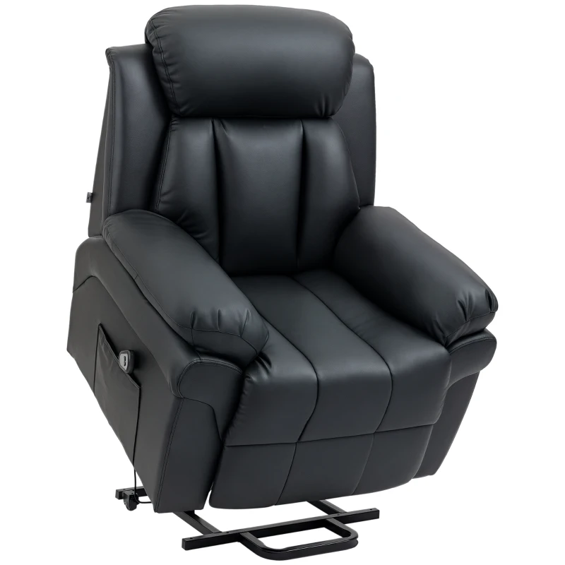 HOMCOM Fauteuil de Relaxation électrique Fauteuil releveur inclinable avec Repose-Pied Ajustable revêtement synthétique Noir