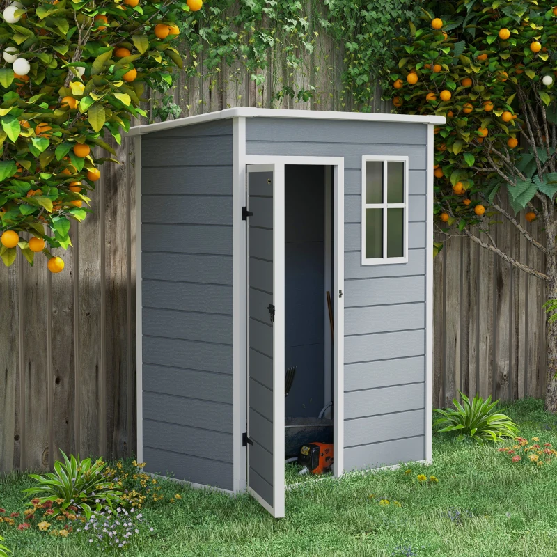 Outsunny Magazie pentru Gradina 1.5 x 1 m, Magazie pentru Scule cu Usa care se Incuie, Fereastra si Ventilatie, Gri(m-11)