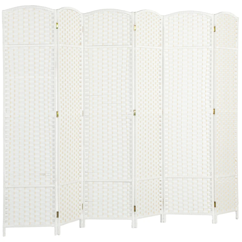 HOMCOM Biombo Separador de Ambientes de 6 Paneles Biombo Plegable 240x170 cm para Salón Dormitorio Oficina Blanco