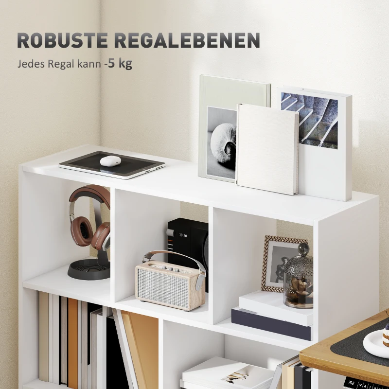 HOMCOM Boekenplank Staande Plank, 8 Plankvakken, 97,5 x 30 x 100 cm, Wit