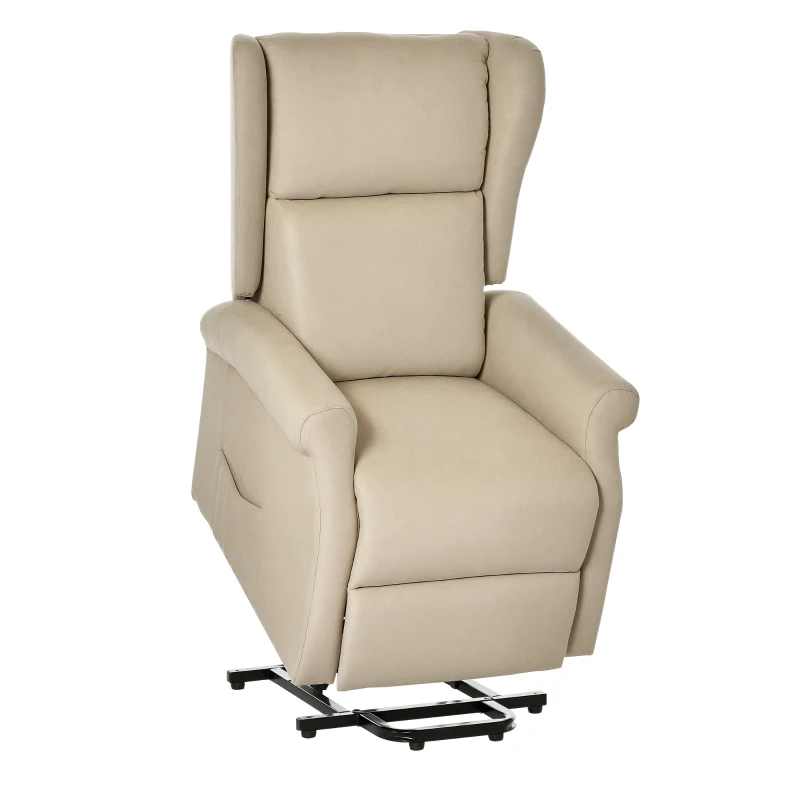 HOMCOM Fauteuil releveur inclinable avec Repose-Pied Fauteuil de Relaxation électrique Ajustable Lin Crème