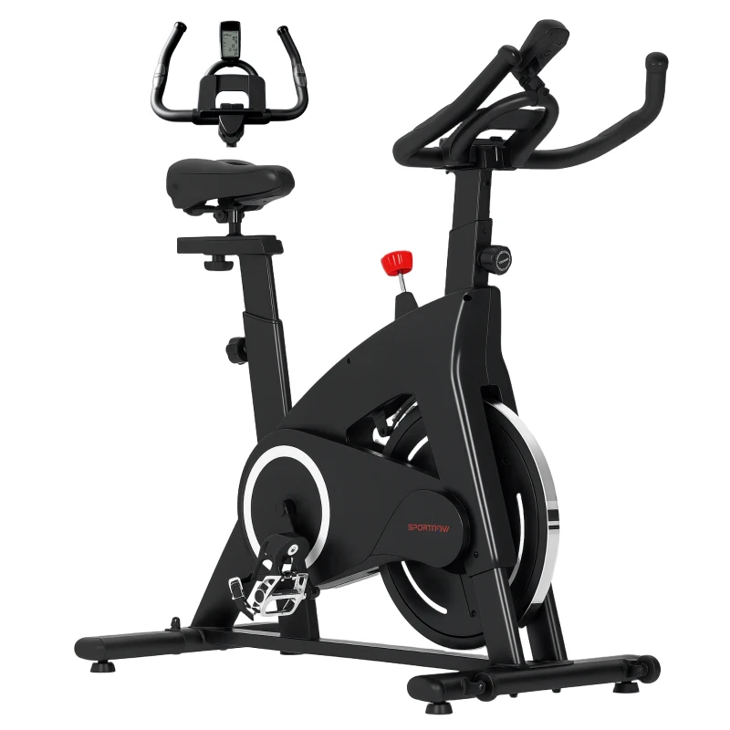 SPORTNOW Bicicleta Estática de Interior con Volante de Inercia de 15 kg Monitor LED con Pulsómetro Manillar y Asiento Ajustables