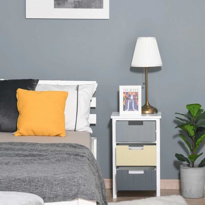 HOMCOM Chest of Drawers Storage Side Cabinet w/ 3 Detachable Drawers Home Furniture