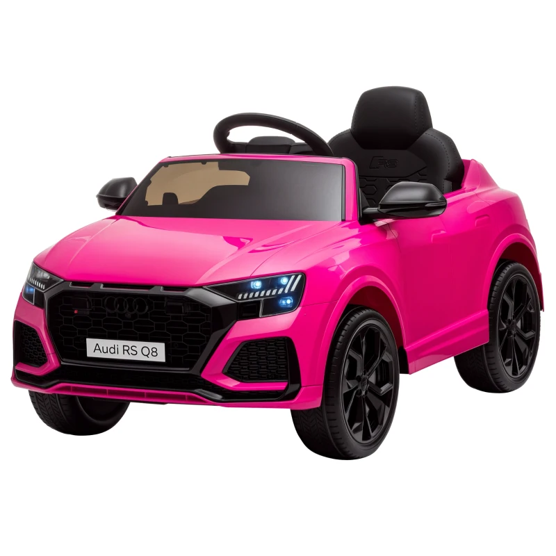 HOMCOM Coche Eléctrico Infantil +3 Años Licencia Audi RS Q8 con Batería 6V 2 Motores Mando a Distancia Música Bocina y Luces Velocidad Máx. 3km/h 101x62x51 cm Rosa