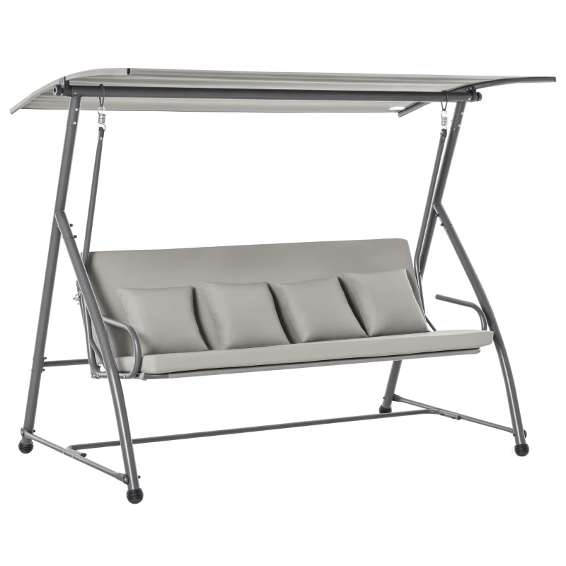 Outsunny Hollywoodschaukel Gartenschaukel Hängebank 3 sitzer Schaukel mit verstellbarem Dach Liegefunktion Polyester Braun 215 x 120 x 165 cm