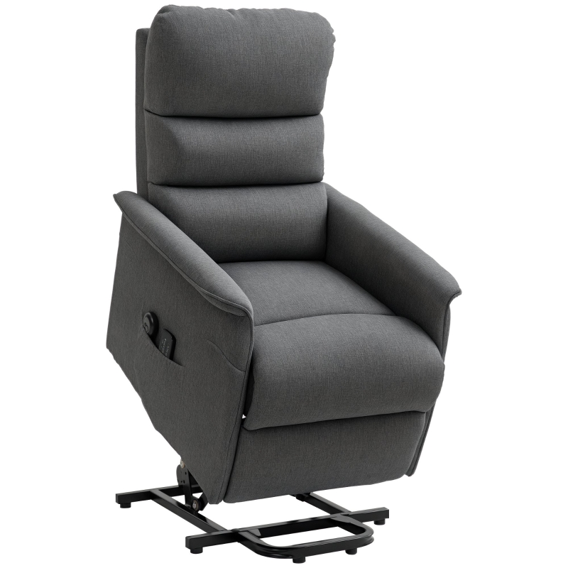 Poltrona Alzapersona Elettrica HOMCOM - Reclinabile 135°, Tessuto Effetto Lino, Telecomando, Beige - Foto 4