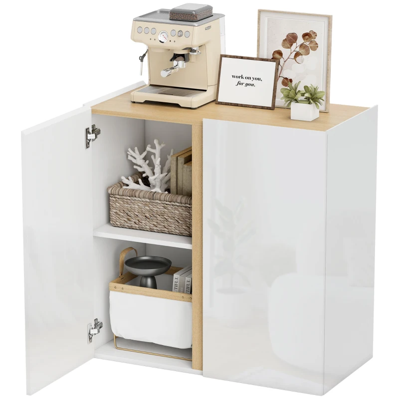 HOMCOM Kommode, Sideboard mit Soft-Close-Türen, anpassbares Regal, für Wohnzimmer, Küche, Esszimmer, Weiß