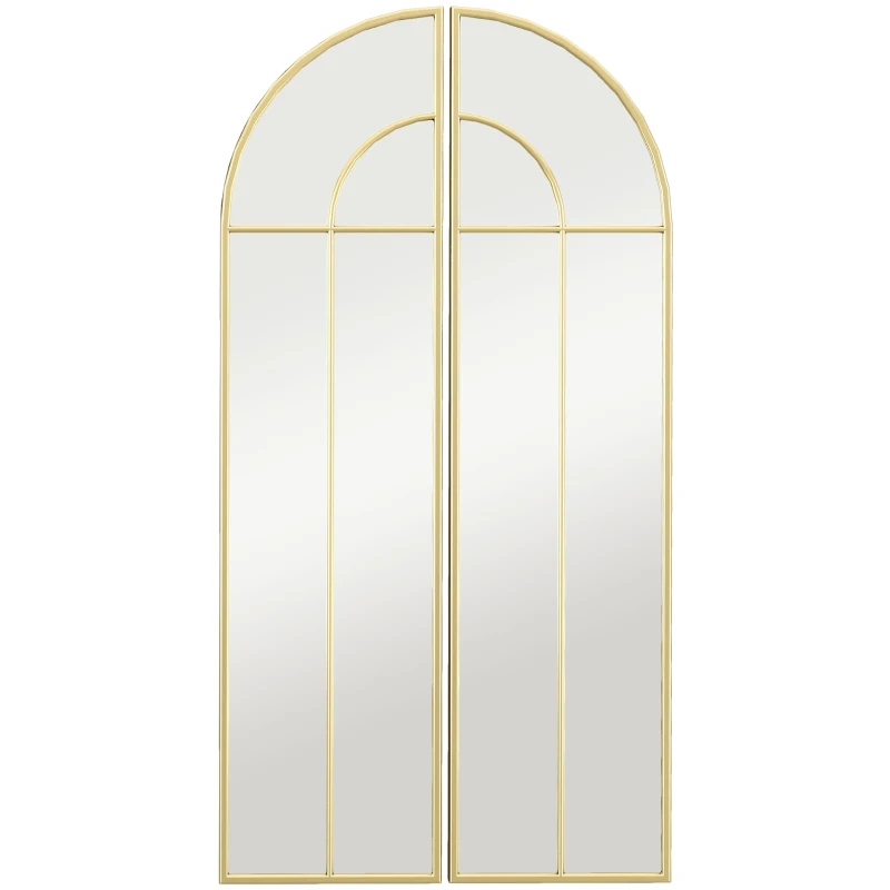 HOMCOM Miroir mural arc 30 x 120 cm, grand miroir décoratif avec cadre métallique, pour salon, chambre, couloir, ton doré