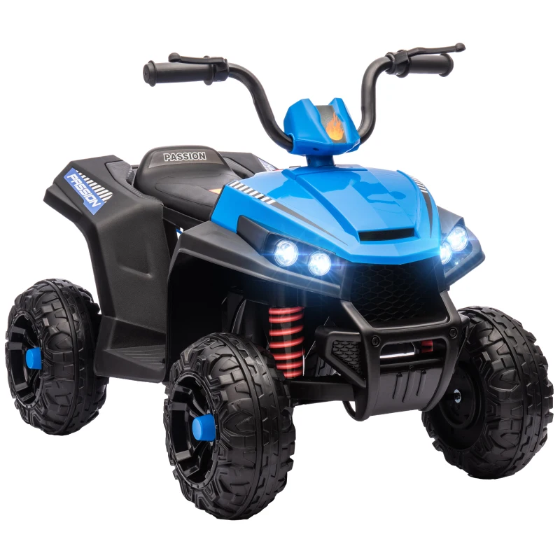 AIYAPLAY Quad Eléctrico para Niños de +3 Años con Batería 12V Faros Música Avance y Retroceso Carga 30 kg Azul
