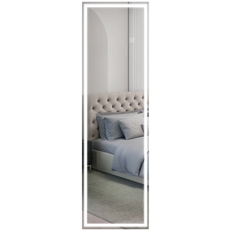 HOMCOM Ganzkörperspiegel mit LED, dimmbar, Touchsensor, Speicherfunktion, silber, 40x120 cm