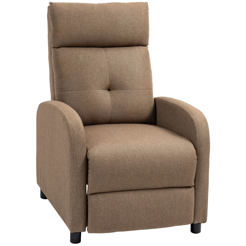 HOMCOM Sillón Reclinable Manual Sofá Individual con Reclinación hasta 155º Carga 150 kg Marrón