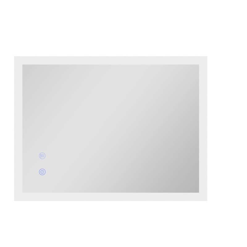 kleankin Oglinda de Baie Iluminata 800 x 600 mm cu Iluminare din Spate cu Lumini LED, Oglinda de Baie de Perete cu 3 Lumini, Intrerupator Tactil Reglabil, Folie de Dezaburire, Orizontala/Verticala
