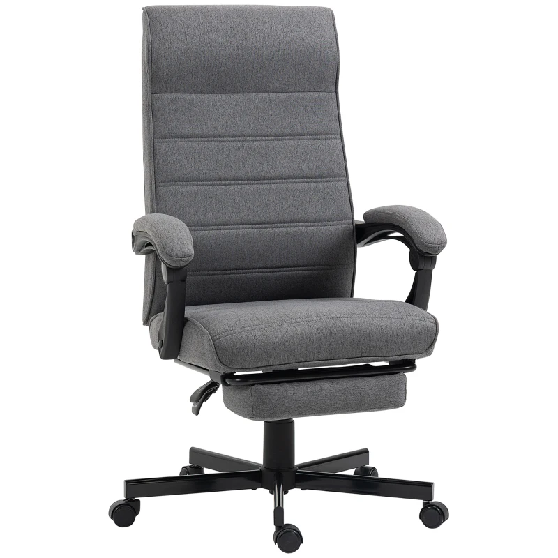 Vinsetto Silla de Oficina Reclinable con Altura Ajustable Reposabrazos y Reposapiés Retráctil 68x67x106-114 cm Gris
