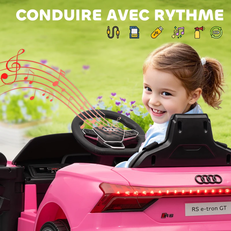 HOMCOM Voiture véhicule électrique enfant 12 V - télécommande parentale - effets sonores, lumineux - Audi RS E-tron GT rose(m-9)