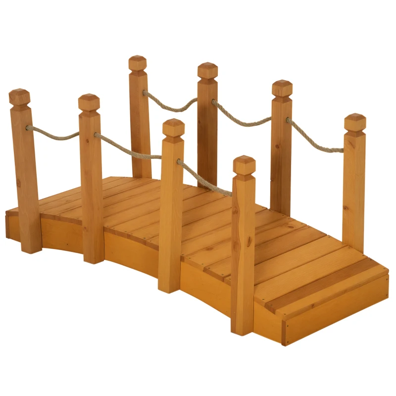 Outsunny Pont de Jardin - Pont de Bassin - passerelle en Bois avec Balustrade - Décoration du Jardin - dim. 121L x 57,5l x 59H cm - Bois de Sapin pré-huilé