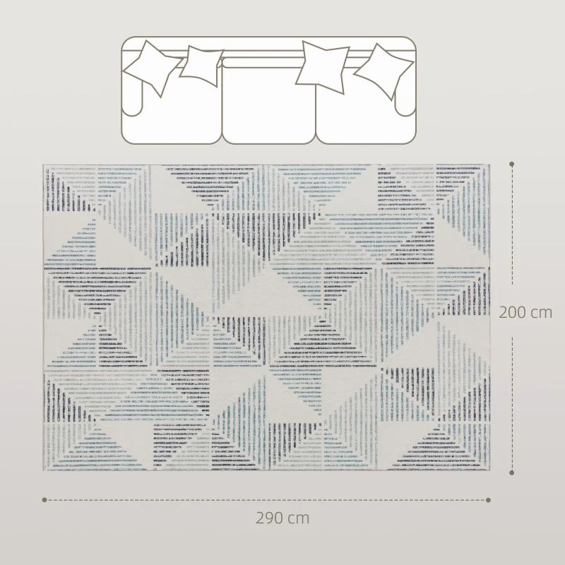 HOMCOM Modern Area Rug, Geometric Pattern Non-Slip Washable Rug, Soft Floor Carpet for Living Room, Bedroom, Dining Room, Home Office, 290 x 200 cm, Multi-Coloured