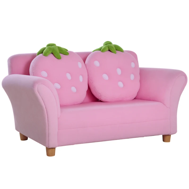 HOMCOM Kindersofa Kindersessel Sofa Couch Kinder Stuhl Kinderzimmer Softsofa Doppelsofa Einzelsofa(Erdbeersofa)
