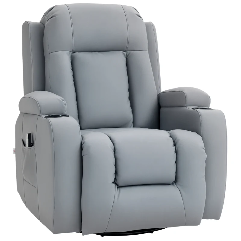 HOMCOM Fauteuil de Massage et Relaxation électrique Chauffant 360° pivotant inclinable manuellement Repose-Pied télécommande(m-10)