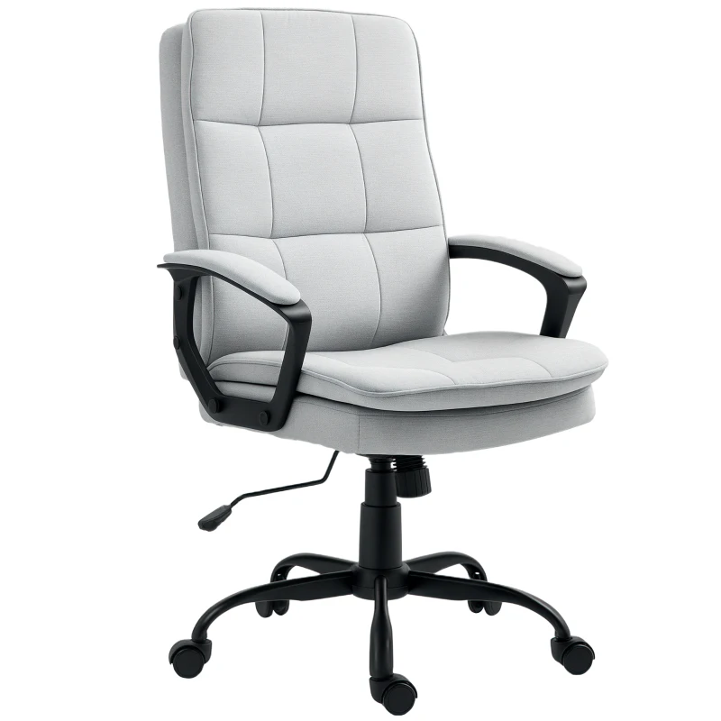 HOMCOM Sedia da Ufficio Ergonomica con Schienale Alto, Altezza Regolabile e Dondolo, Grigio