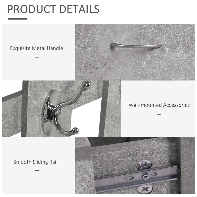 HOMCOM Three-in-One Hallway Storage Set - Cement Grey