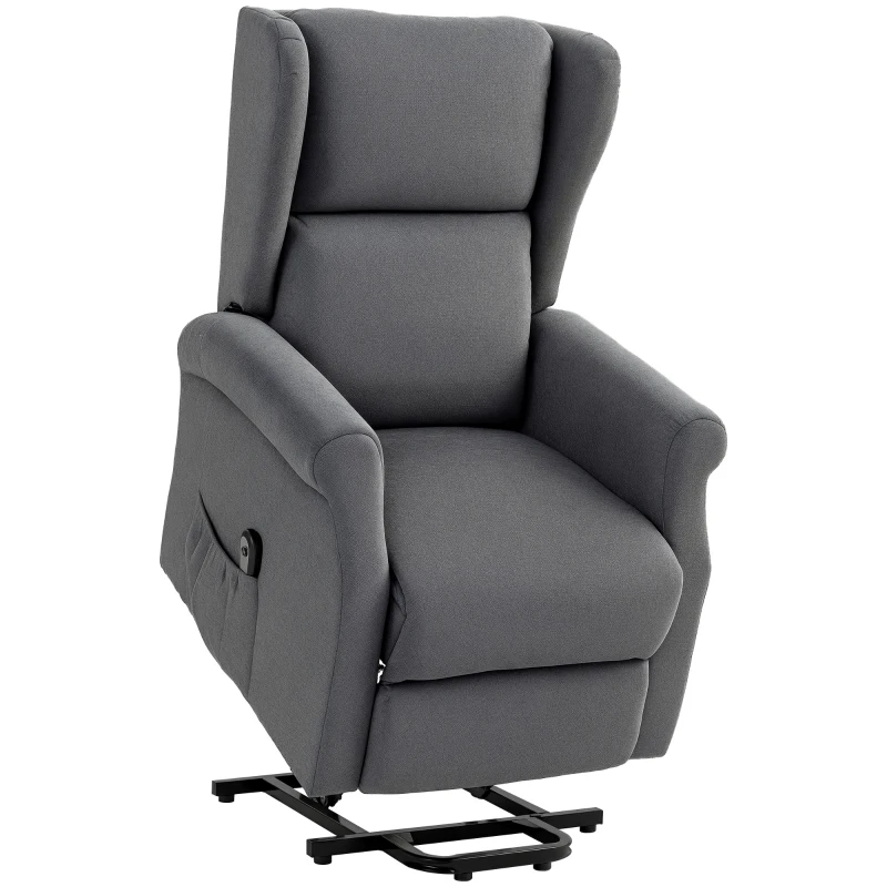 HOMCOM Fotoliu Electric Reclinabil din Material Textil cu Telecomandă și Suport pentru Picioare, 74x94x111 cm, Gri Închis