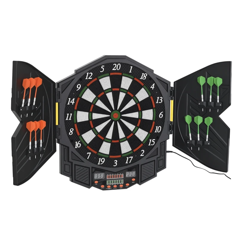HOMCOM DART BOARD SET ELECTRONIC DARTBOARD LED DIGITAL SCORE DISPLAY SOFT TIP 27 GAMES SPEAKER SOUND WITH DARTS