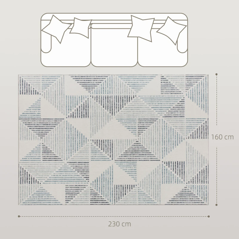 HOMCOM Modern Area Rug, Geometric Pattern Non-Slip Washable Rug, Soft Floor Carpet for Living Room, Bedroom, Dining Room, Home Office, 230 x 160 cm, Multi-Coloured