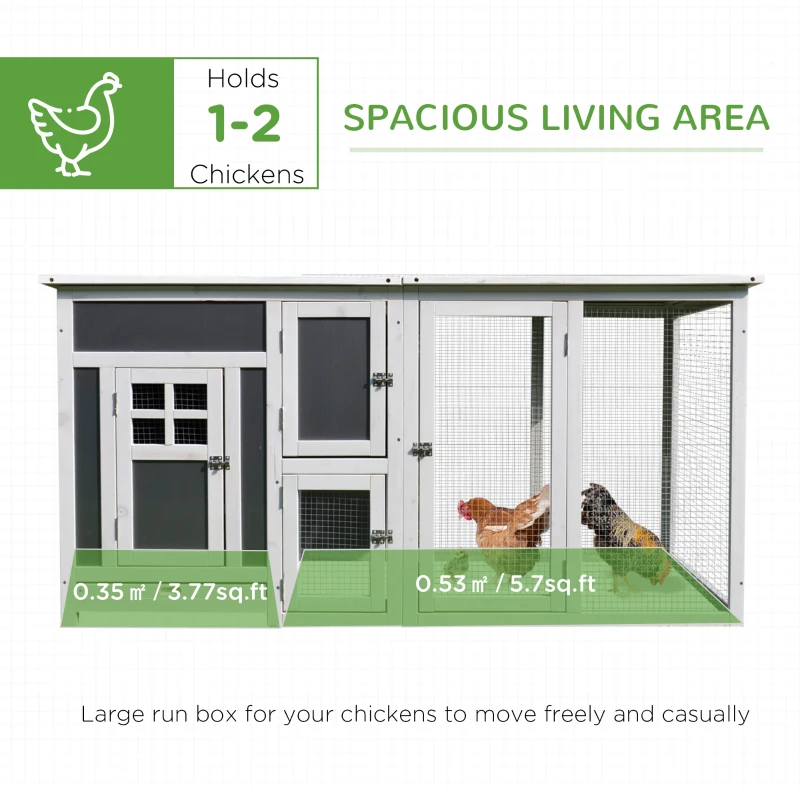 PawHut Wood Chicken Coop Hutch Hen House Cage PC Roof w/ Run Nest Box Deluxe 160 x 75 x 80 cm