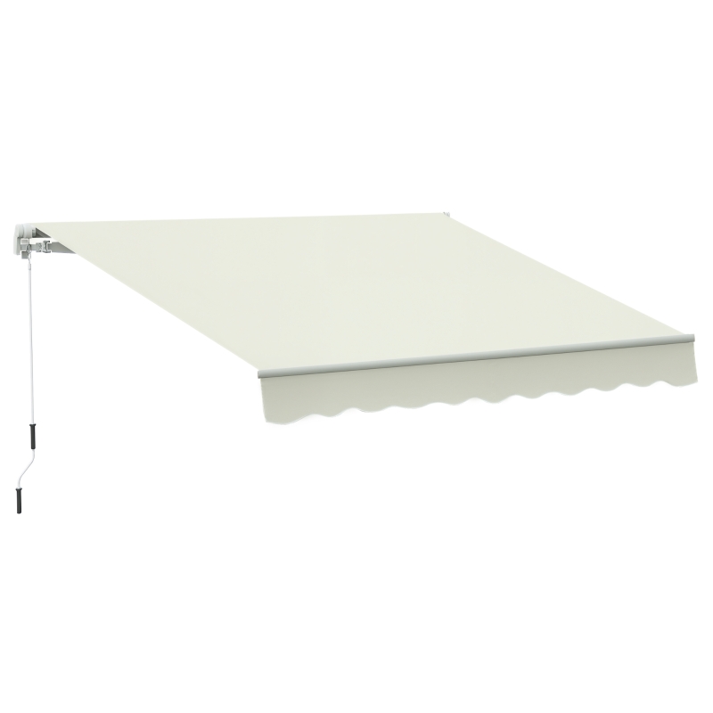 Outsunny Tenda da Sole Avvolgibile a Caduta con Manovella, in Alluminio e Poliestere, 3x2.5m, Bianco