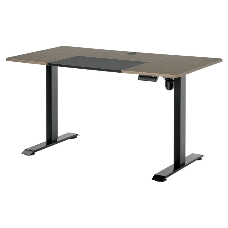 Vinsetto Scrivania Sollevabile a 4 Altezze con Regolazione Elettrica, Sistema Anticollisione, 140x70x72-116cm, Metallo Nero e Teak