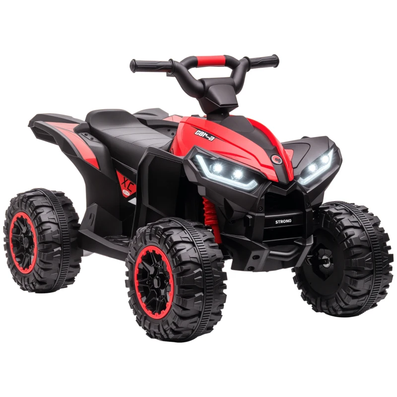 HOMCOM Quad Elettrico per Bambini 12V, 2 Velocità, Ruote Larghe con Clacson e Fari LED, Età 3-5 Anni, Rosso