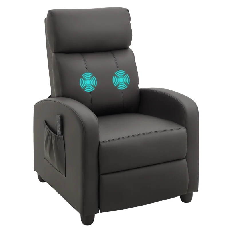 HOMCOM Poltrona Relax Massaggiante con Telecomando e 8 Programmi, Reclinazione e Poggiapiedi, 68x88x98cm, Marrone
