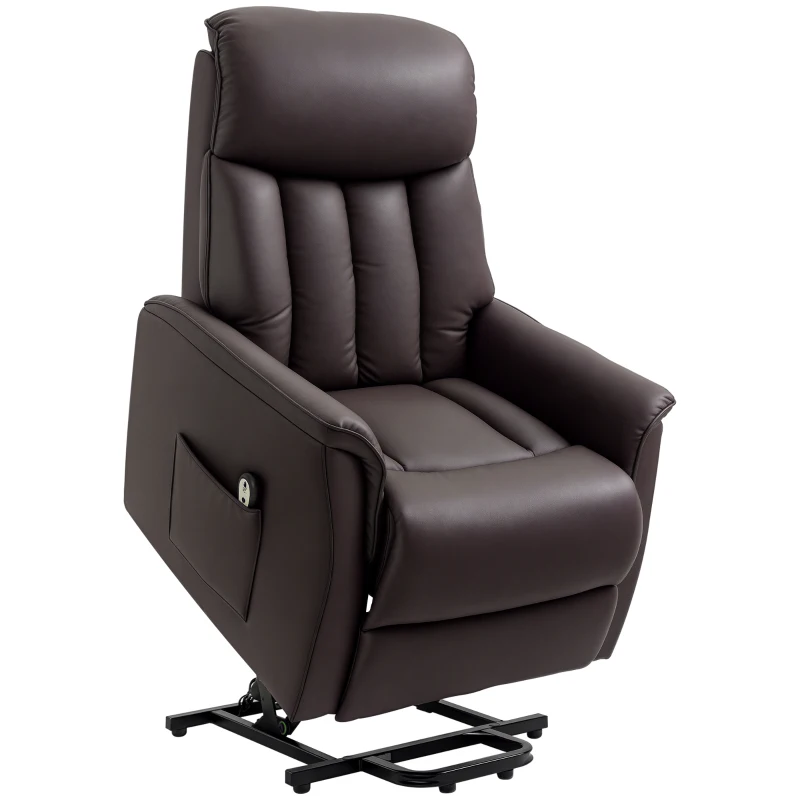 HOMCOM Fauteuil électrique releveur fauteuil relax avec repose-pieds dossier inclinable télécommande poche latérale marron