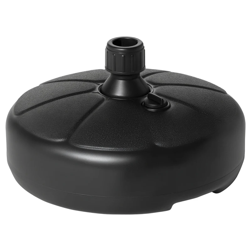 Outsunny Base de Sombrilla Rellenable de Agua 13 kg o Arena 19 kg Soporte de Parasol Redondo Apto Postes de Ø32-38 mm para Jardín Patio Terraza Ø38x21,5 cm Negro