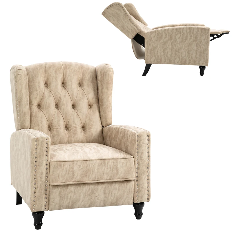 HOMCOM Chesterfield-Style Reclining Armchair - Beige