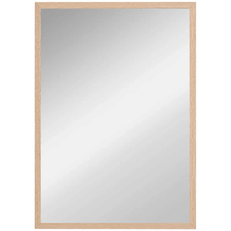 HOMCOM Miroir mural rectangulaire 50 x 70 cm, cadre en bois, idéal pour la salle de bain, salon ou chambre, naturel