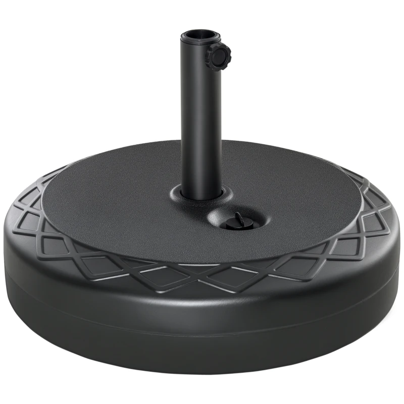 Outsunny Base per Ombrellone Rotonda Ø55cm in Plastica da 30kg per Pali da Ø38-48mm, Nero