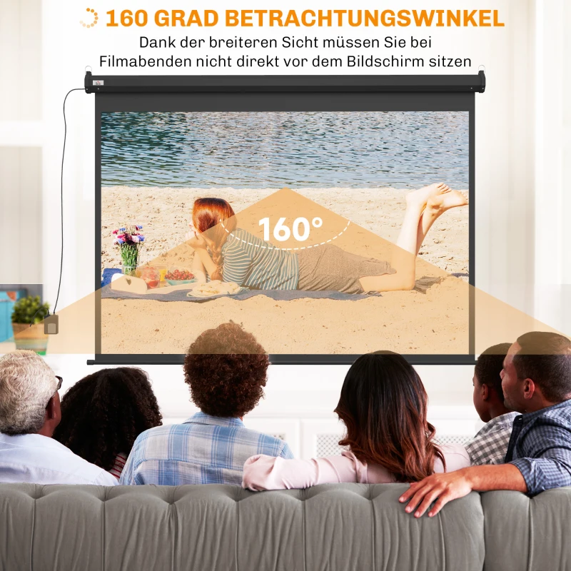 HOMCOM Beamer-Leinwand, Projektionsleinwand, 100 Zoll, 4:3, 203x152 cm, Schwarz(m-5)