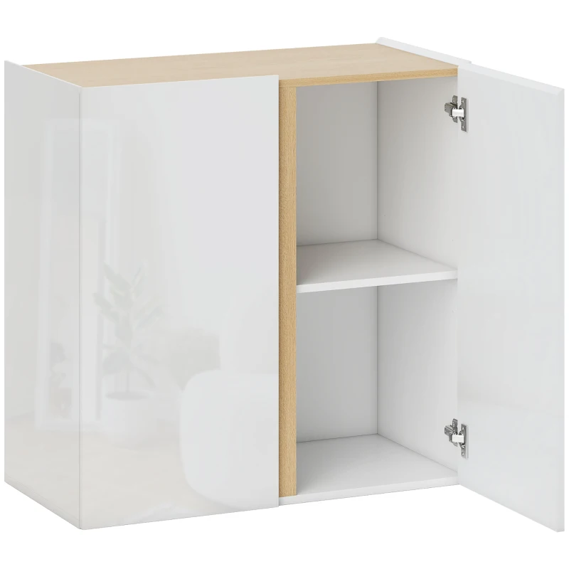 HOMCOM Armario, Aparador con Puertas de Cierre Suave, Estante Ajustable, para Salón, Cocina, Comedor, Blanco